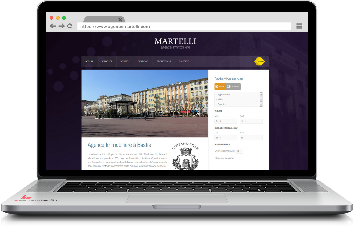 Site web officiel Agence Immobilière à Bastia