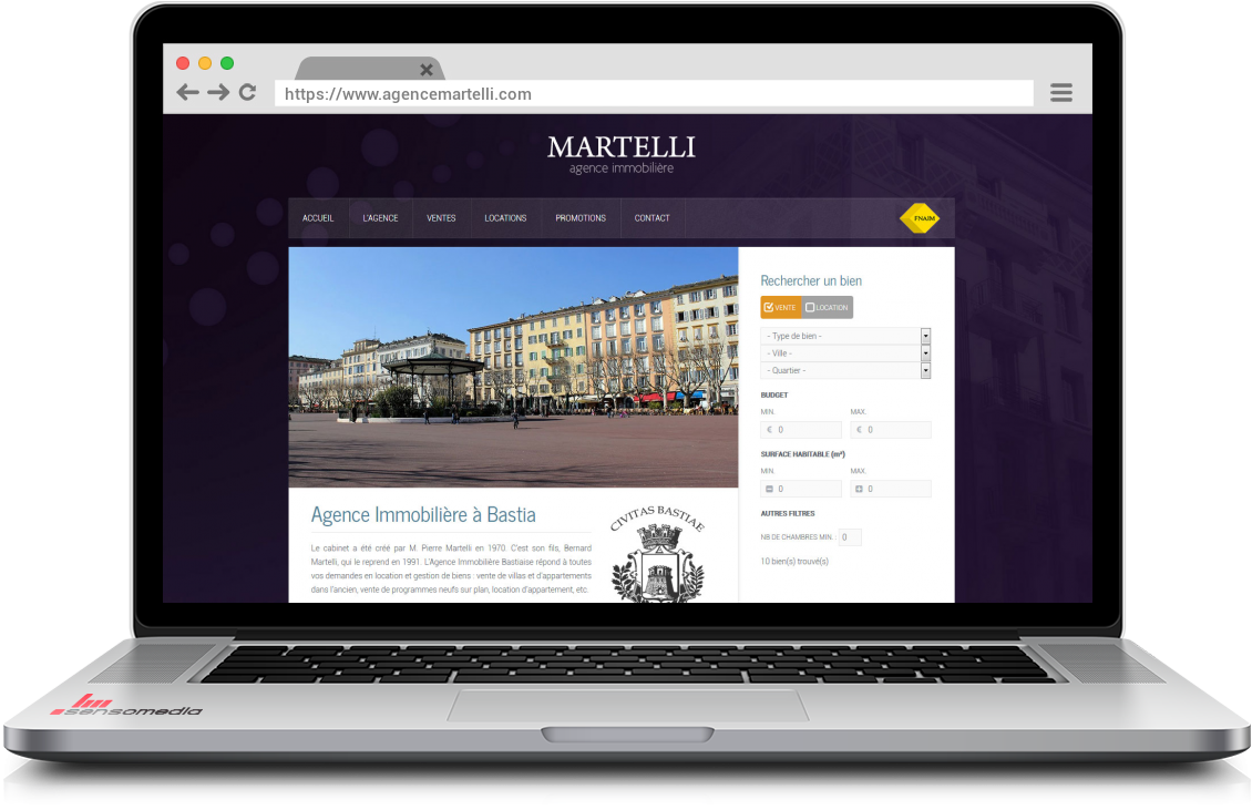 Site web officiel Agence Immobilière à Bastia